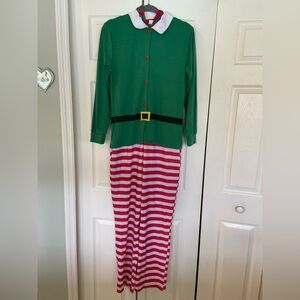 Festive Green and Red Striped Elf Onsie